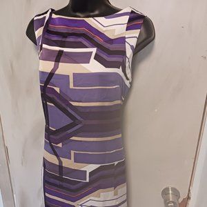 Antonio Melani Purple Silk Geo Dress